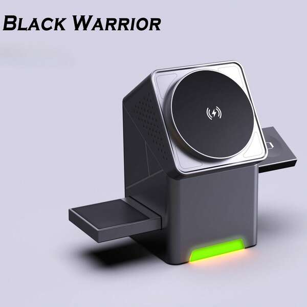 Cargador inalámbrico multifuncional oculto 3 en 1, cargador inalámbrico eléctrico giratorio plegable de 15W con función táctil, cargador inalámbrico portátil para Apple, Watch y