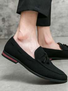 Men's Leather Shoes, British Style Suede Leather Shoes, Fringe Loafer Shoes, Casual Business Work Moccasin Old Money Chic Autumn