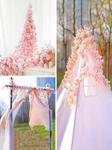 1/3/5pcs 5.9Ft Fake Spring Cherry Blossom Garlands Artificial Flower Vines Silk Hanging Flowers For Wedding Party Backdrop Room Wall Decoration Japanese Kawaii Decor Indoor Outdoor Birthday Gifts Outdoor Indoor Decor, Gift, Wedding, Wedding Items, Wedding Decor, Artificial Decorations Gifts Wedding Party Home Decoration, Rose, Decorative Rose, Decorative Style, - Light Pink - View 3