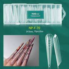 70/140件套双头美甲模具，适用于凝胶延长、多种形状的亚克力美甲，带法式线条，新手友好，快速制作美甲 - 無色 - 查看 14