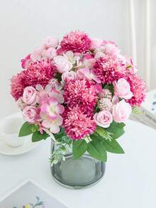 1/2/3PCS 11.81in Artificial Rose Flowers Bouquet, French Retro Rose,Ball Chrysanthemum, Small Daisies, Autumn Decor,Summer Decor, Fall Decor, Birthday Party, Party, Decoration, Wedding Flower Basket, Bride Holding Flowers, Home Decoration, Dining Room, Bedroom, Windowsill, Vase Decoration, Valentine's Day, New Year Decoration, Outdoor Garden, Start Of School Season - Hot Pink - View 5
