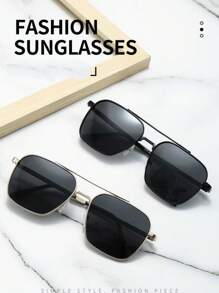 1/2/3/4 Pairs Combo, Men's Square Luxury Fashion Glasses, Metal Frame Design, Single Pair Comes With 1 Elegant Glasses Case, & Versatile, Attracts All Eyes. For Daily Life, Beach, Driving And Outdoor Travel Accessories, Also Provides UV Protection.