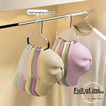 Fashionable Metal Hat Storage Set - Easy-To-Install Wall-Mounted Storage Box Suitable For Baseball Caps, Scarves, Belts, A Multifunctional Storage Solution - Wardrobe Decoration, Durable Plastic Structure, Practical Hooks - 1件 - 查看 4