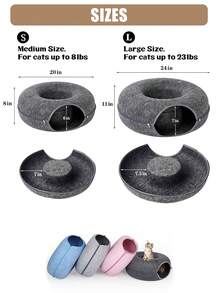 1 Pieza Casa Cama Cueva Desmontable Para Gatos Donuts Nest Tunnel, Juguete Interactivo Adecuada Para Gatos Pequeños y Medianos, Material Duradero y Resistente a Arañazos, Apto Para Todas Las Estaciones - Rosa - Ver 8