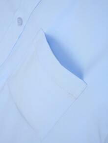 1 Pc Classic Mens Solid Business Shirt Slim Fit Button Down Office Work Formal Casual Wear Essential - 淺藍色 - 查看 4