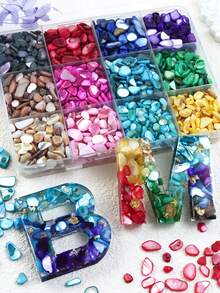 130g Hạt trang trí hình vỏ sò bất đối xứng nhiều màu sắc, thích hợp để đổ khuôn silicon, làm đồ trang sức thủ công DIY và đổ đầy cốc lắc nhựa. - Nhiều màu - Xem 5