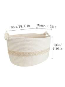 1 Piece Round-Shaped Handwoven Storage Basket, Suitable For Hallway, Laundry Room, Bedroom, Living Room, Foldable For Child Toys, Clothes, Pillows, Blankets, Large Capacity Thick Rope Woven Laundry Basket With Lucky Knot Handle - Multicolor - View 11