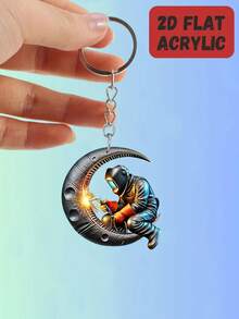 1pc 2D Acrylic Welder Keychain, Suitable For Car Keys, Phones, Bags, Wallets Decoration - Multicolor - View 4