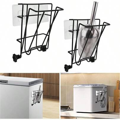 2PCS Ice Scoop Holder Foldable Powerful Adsorption Ice Scoop Holder For Ice Machine Large Capacity Ice Maker Scoop Holder Nice And Easy To Clean Proper Placement Of Ice Scoop Holder (Standard)