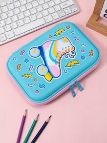 Large Capacity Multi-Functional Stationery Box With Random Zipper Pull, Essential For Back To School