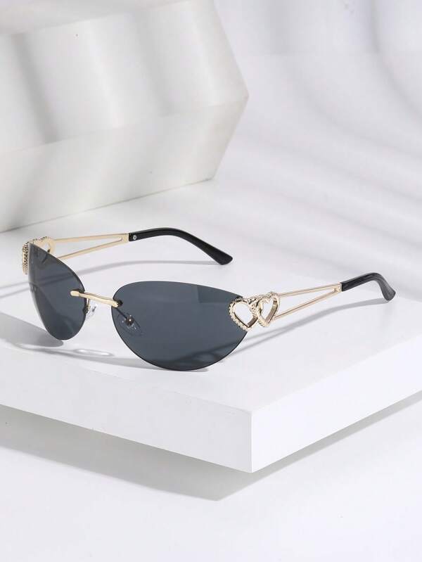 1 Piece Women's Y2K Frameless Heart-Shaped Fashionable Fashion Glasses, Suitable For Driving, Street Style, Parties, Gatherings, Travel, And Performances