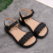 女童凉鞋夏季2025新款儿童编织鞋软底幼儿沙滩鞋中大童鞋 - 黑色 - 查看 18