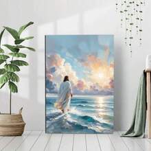 1 Pc Framed Modern Christian Wall Art Canvas Poster Painting Wall Decor For Bedroom Living Room - Apricot - View 2