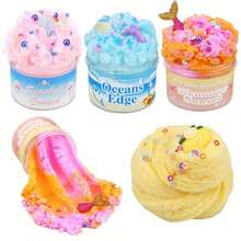 Soft Non-Sticky Slime Toy, Sky Blue & Pink Cloud Slime, Creative Stress Relief DIY Toy For Boys & Girls, Suitable For Classroom Rewards, Christmas & Easter Toys, Children's Slime Party Favors And Sensory Toys, Great For Birthday Gifts (Random Stickers) - Multicolor - View 3