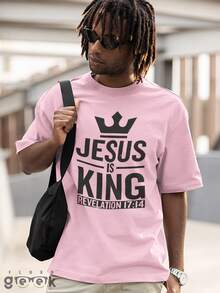 Camisa Camiseta Jesus É Rei Revelation Frases Cristã Ref 1591 FLUXOGEEK - Rosa Bebê - Visão 4