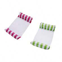 1pc Inflatable Striped Hammock Lounge Chair, Casual Net Floating Bed With Backrest, Foldable Floats For Beach Relaxation And Swimming Activities, Beach Essentials, Beach Accessories, Pool Float - Multicolor - View 20