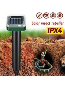 Solar Powered Rodent Repeller, Outdoor Waterproof Mole, Ground Squirrel, Gopher Repeller With Ultrasonic Frequency, Suitable For Garden And Yard