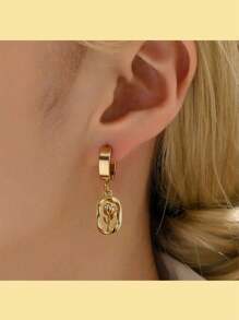 Stainless Steel Waterproof & Non-Fading Gold Color Tulip Flower Hoop Earrings, Suitable For Women Everyday Wear