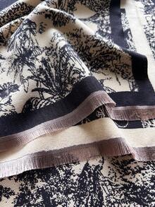 1pc Elegant Floral Jacquard Faux Cashmere Warm Scarf For Women, Autumn/Winter, Fashion Versatile Air Conditioning Shawl Blanket Suitable For Daily Matching And Decoration For Dress - Black - View 2