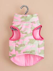 1pc Pet Clothes Autumn/Winter Fashionable Vest, Contrast Color Camouflage Zipper With Leash Hole, Suitable For Poodle, Bichon Frise, Skiing - Multicolor - View 5