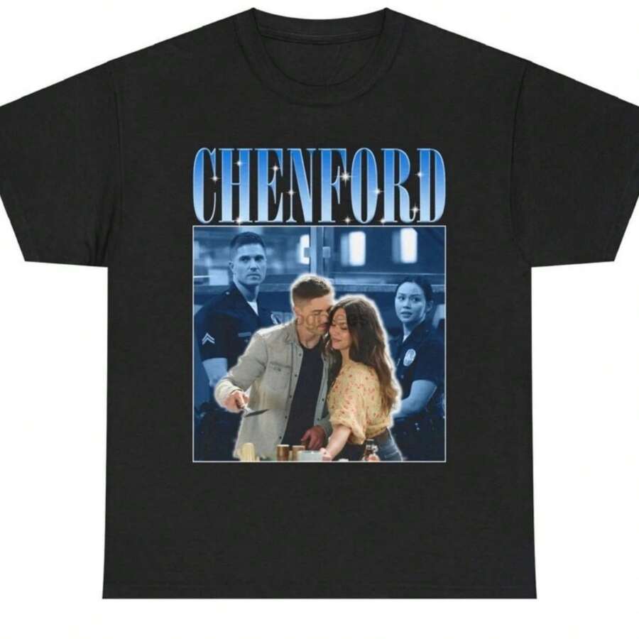 Chenford Retro Vintage Tee Chenford The Rookie Lucy Chen Tim Bradford Graphic Design Merch.Jpg - 黑色 - 查看 1