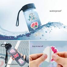 50pcs Pink Preppy Stickers Vinyl Aesthetics Stickers Decals For Scrapbook, Journaling, Laptop, Bumper, Skateboard, Water Bottles, Computer, Phone, Cartoon, Helmets, Cars - Multicolor - View 6