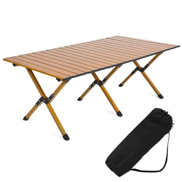 Campingtisch Klappbar, Klapptisch Tragbar, Falttisch Ultra Leichte, Faltbar Camping Table mit Tragetasche, Outdoortisch Groß, 116x60cm