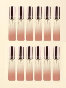 3pcs/6pcs/12pcs/18pcs 10ml Square Glass Refillable Makeup Toner Perfume Small Sample Transparent Fine Mist Spray Bottle, Black/Amber, With Funnel Atomizer, Rose Gold/Purple/Pink