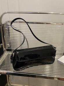 Fashionable Solid Color Glossy Asymmetrical Underarm Shoulder Bag, Versatile, Elegant And Simple Flip Up Handbag, Suitable For Shopping, Wallets, Shopping, Young Women, College Students, Newcomers, White-Collar Workers. They Are Very Suitable For Offices, Universities, Work, Business, Commuting, Outdoor Activities, Travel, And Outings , Old Money