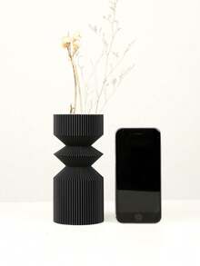 1 件 3D 打印干花花瓶木质家居装饰 - 婴儿和宠物花瓶简约设计礼物，适合她或他 - 黑色 - 查看 2