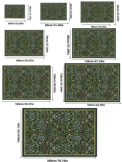 Pc Boho Moderne Parisian Garden Bloemen Tapijt Living Room, Non Skid Rust Vloerkleed Print Vintage Farmho Bedroom Dining Room Dorm Office Home view 2