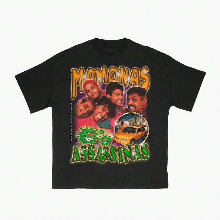 Basic T-Shirt Mamonas Assassinas Casual Shirt Blouse Unisex Male Female 100% Cotton Top Premium Streetwear New Release Immediate Shipping Various Colors!! Plus Size - 黑色 - 查看 1