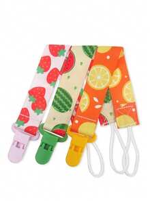 Kit 3 Universal Pacifier Clips For Babies - Unisex Clip - Strawberry + Watermelon + Lemon - View 4
