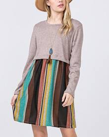 Boho Retro Gingham Red Blue Yellow Square Neck Sleeveless Ruffle Dress - Dusty Pink - View 3