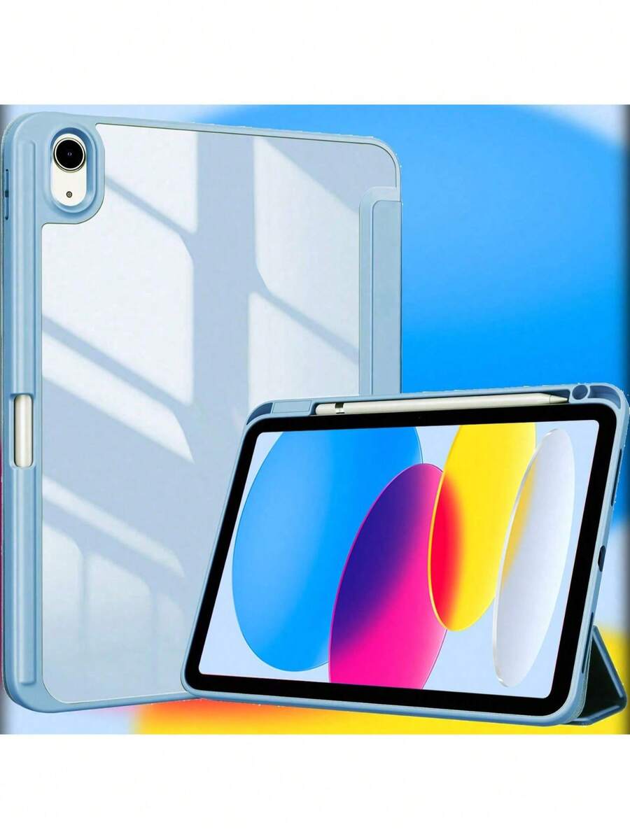 适用于 iPad 第 10 代 10.9 英寸 2022 的保护壳，带笔架，适用于 iPad (A16) 第 11 代 11 英寸 2025，透明 PC 背面，防震三折支架平板电脑保护套，自动唤醒/睡眠 - 彩色 - 查看 1