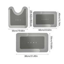 3-Piece Super Absorbent Bathroom Mat Set - Non-Slip Machine Washable Rugs For Bath, Shower  Toilet, U-Shaped Contour, Rectangular Mats With HOME Design, Durable Microfiber Floor Covers, Fits Bathroom, Hotel, Dorm - Màu xám đen - Xem 3