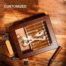 Humidor de puros personalizado, caja de puros personalizada, regalo para él, regalo para padrinos de boda, regalo para novio, regalo para esposo, regalo para el Día del Padre - rojo - Ver 3