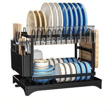 NetHong Large Dish Drainer Rack Kitchen Sink Drying Rack Bowl Plate Holder 360°Drip Tray - Negro B - Ver 11