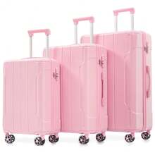 MERAX Luggage Sets 3 Piece, Hard Shell ABS Lightweight Durable Suitcases With Double Spinner Wheels 20/24/28 Inch (Pink) - 粉紅色的 - 查看 1