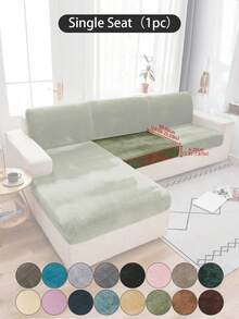 1 pieza Funda de cojín de sofá de peluche de zorro plateado gris oscuro, minimalista clásica, funda protectora decorativa a prueba de polvo de unicolor y elástica, adecuada para hotel, dormitorio, decoración de sala de estar, decoración de habitación, negro, gris claro, caqui, decoración de otoño, decoración de habitación, vuelta al colegio, útiles escolares