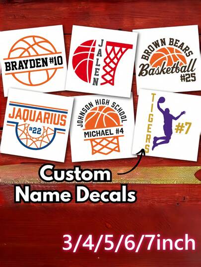 Basketball Decal, Basketball Sticker, School Decal, Basketball Name Decal, Customized Basketball Decal, Sports Decal, Basketball Car DecalChristmas Gift, Christmas Decor, Thanksgiving Gift, New Year Gift, Party Decor,For School Supplies,Back To School
