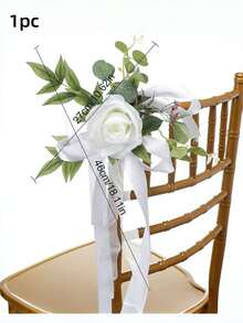 Conjunto de 8/4/2/1 decorações de corredor de casamento, flores de banco para cerimônia de casamento, festa, decoração de cadeira com flores artificiais, eucalipto e fitas