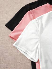 SET 3 CAMISETAS DE CUELLO REDONDO MANGA CORTA IDEAL PARA TI,PLAYERA NEGRA ESTAMPADO DE CALIFORNIA SAN FRANCISCO,PLAYERA  ROSA LOS ANGELES CALIFORNIA ,PLAYERA BLANCA ESTAMPADO DE  CALIFORNIA WES COST. - Multicolor - Ver 2