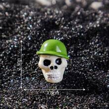 6 Stücke Cartoon 3D Halloween Totenkopf Deko, DIY Kunsthandwerk aus Harz, kleine Ornament-Accessoires