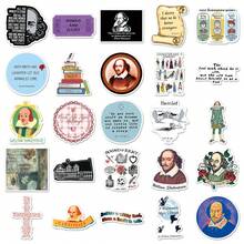 50Pcs William Stickes Reading Stickers Art Stickers Aesthetic Stickers Romeo And Juliet Books Stickers Vinyl Waterproof Stickers For Water Bottle,Computer,Laptop,Phone,Luggage,Notebook,Fridge,Bumper,Car,Guitar