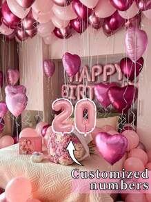 بالونات أرقام 32 بوصة باللونين الوردي والفضي، ديكور أرقام عيد ميلاد مخصص، بالون لاتكس وردي وبالونات بنفسجية معدنية، مجموعة باليونات رسائل عيد الميلاد السعيد، مناسبة لعيد الميلاد، الزفاف، عرض الطفل، زخرفات حفلة عيد الحب، حفلة عزوبية، حفل عيد زواج بموضوع، زينة خطوبة العروس، هدايا عيد الزواج، مناسب لأعياد الميلاد والذكرى السنوية والعام الجديد، عارض الأطفال، التخرج، الخطوبة، حفلات الزفاف