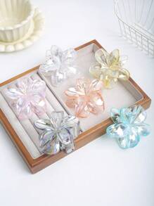 6 peças de garras de cabelo estilo boêmio doce de 8 cm, cor de gelatina, com margaridas, grampos de cabelo minimalistas com flores frescas, adequados para uso diário casual e férias na praia, acessórios de cabelo da moda primavera/verão, grampos de garra de flores
