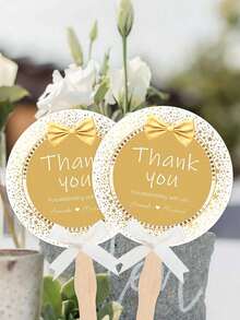 定制婚礼扇子，个性化姓名和日期，自然/蝴蝶/金色主题可选，实用的婚礼礼品和宾客礼物 - 彩色 - 查看 10