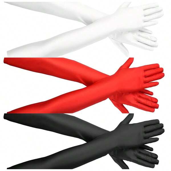 قطعة واحدة / 3 قطع قفازات أوبرا طويلة مطاطية بطول 21 بوصة، قفازات ساتان طويلة، قفازات حرير، قفازات طراز العشرينات، قفازات أوبرا طويلة، طراز العشرينات، غاتسبي، قفازات فلابر لحفلات الهالوين واكسسوارات الهالوين