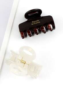 1pc, New High-End Gold Badge Elegant Medium-Sized Hair Claw, Hair Clip At The Back Of The Head, Retro Elegant Women's Clip Suitable For Daily Travel, Gatherings, Beach Parties In Summer, Autumn, Back To School Season, School Stuff, College - Multicolor - View 6